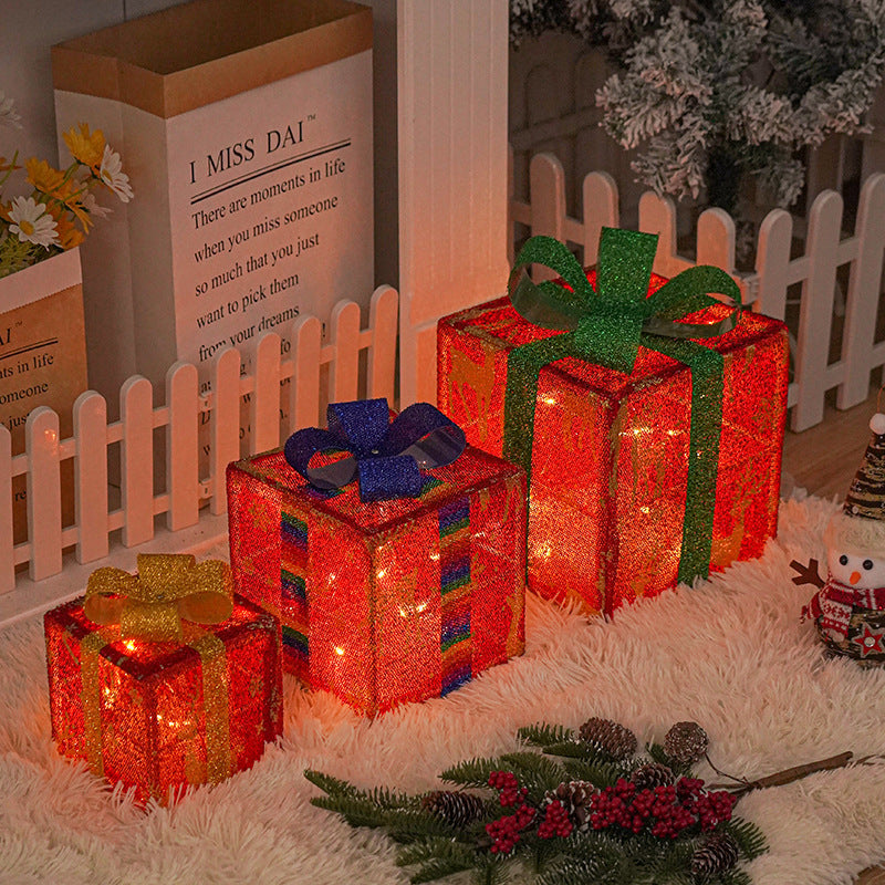 Lighted Christmas Gift Box Decorations – Luminous LED Boxes with Bow for Outdoor Yard, Tree & Home Holiday Decor