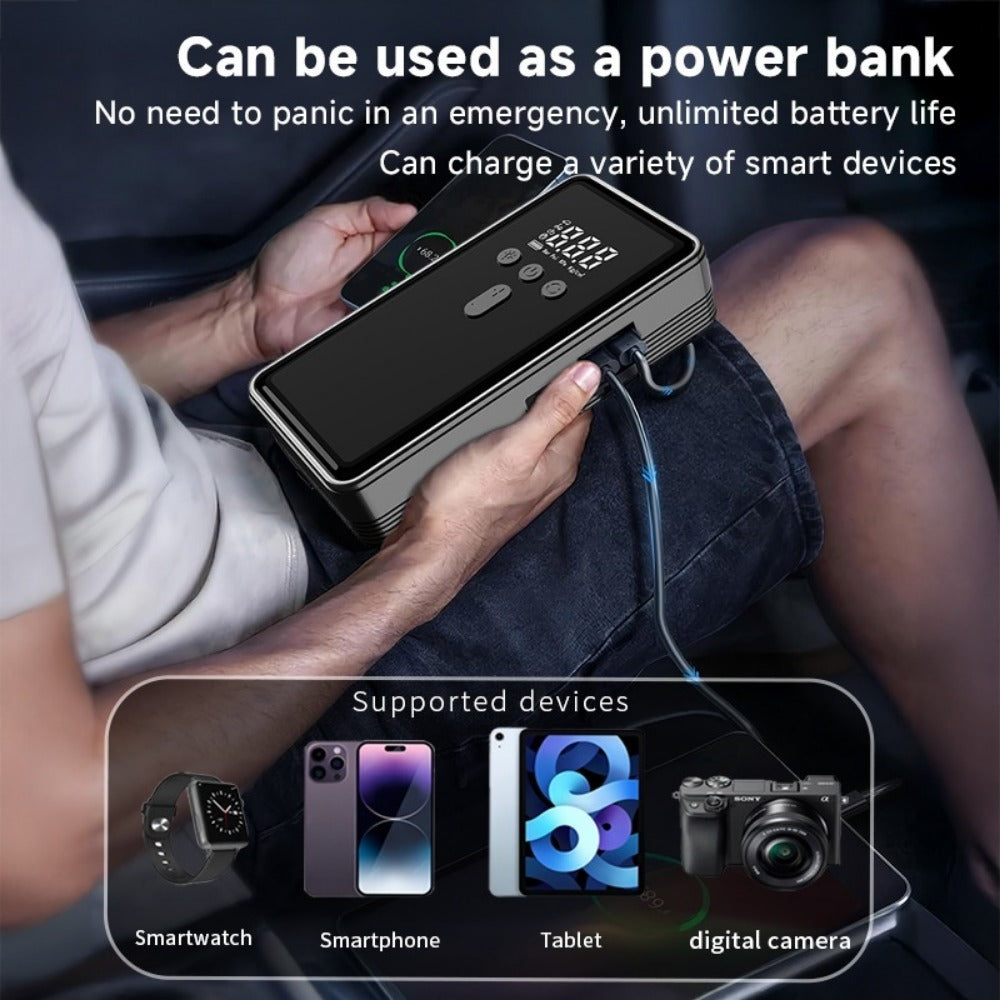 12V Car Jump Starter with Air Compressor – 2000A & Digital Tire Pump