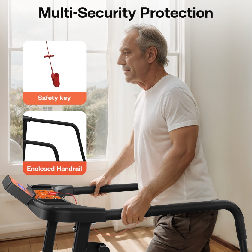 Treadmill JK0805L – Foldable Electric Running Machine with LCD Display & Bluetooth Music