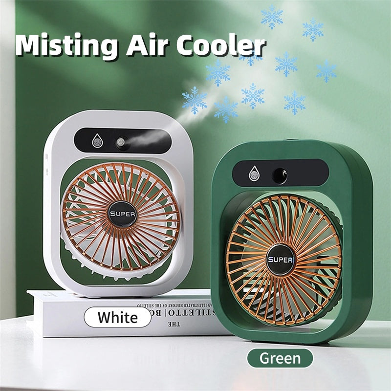 Portable Desk Misting Fan – USB Air Cooler & Humidifier with 3 Speeds