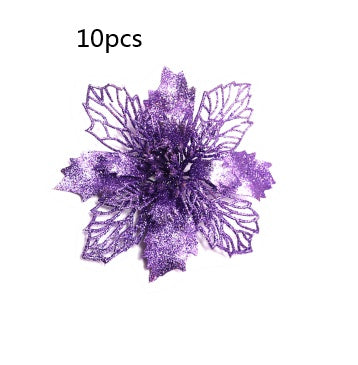 Glitter Artificial Christmas Flowers – Xmas Tree & Home Decorations, Fake Flowers for Holiday & New Year Decor
