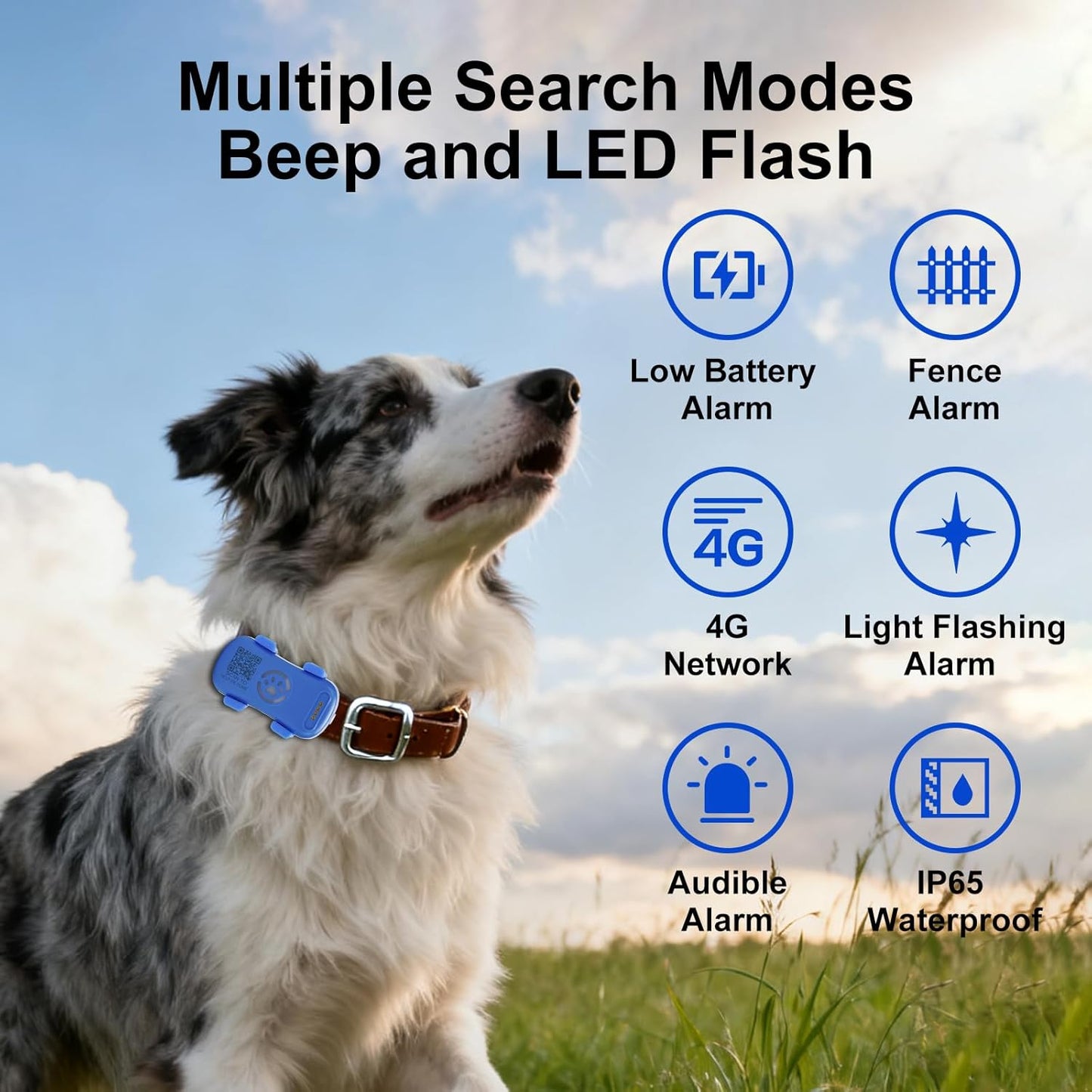 Dog GPS Tracker for Collar, Real-Time Pet Location Tracker with Geofence, Sound Alarm and Flash Light, Anti-Lost Smart Pet Tracker for Dogs, Subscription Required