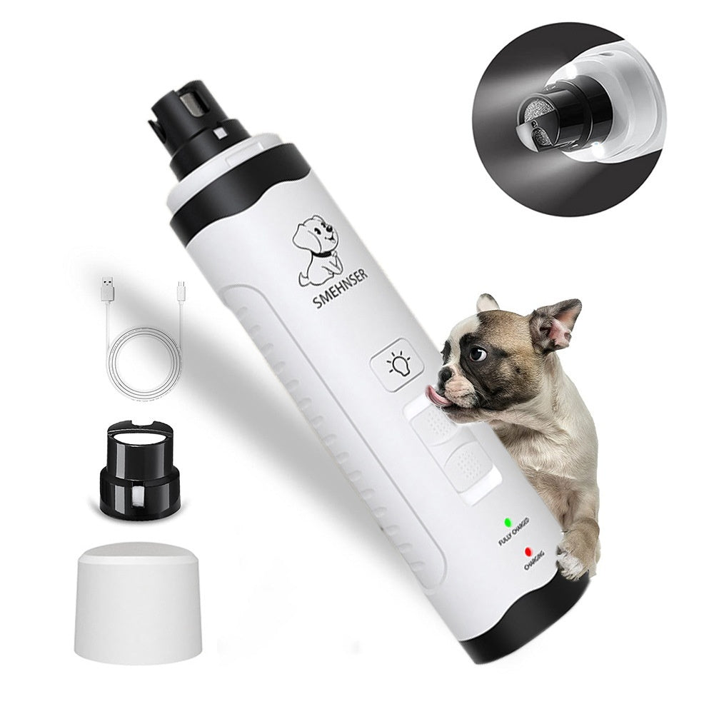 Electric Pet Nail Grinder – 3-Speed LED Automatic Nail Trimming Device for Dogs & Cats