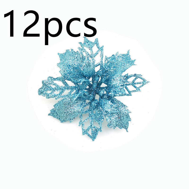 Glitter Artificial Christmas Flowers – Xmas Tree & Home Decorations, Fake Flowers for Holiday & New Year Decor