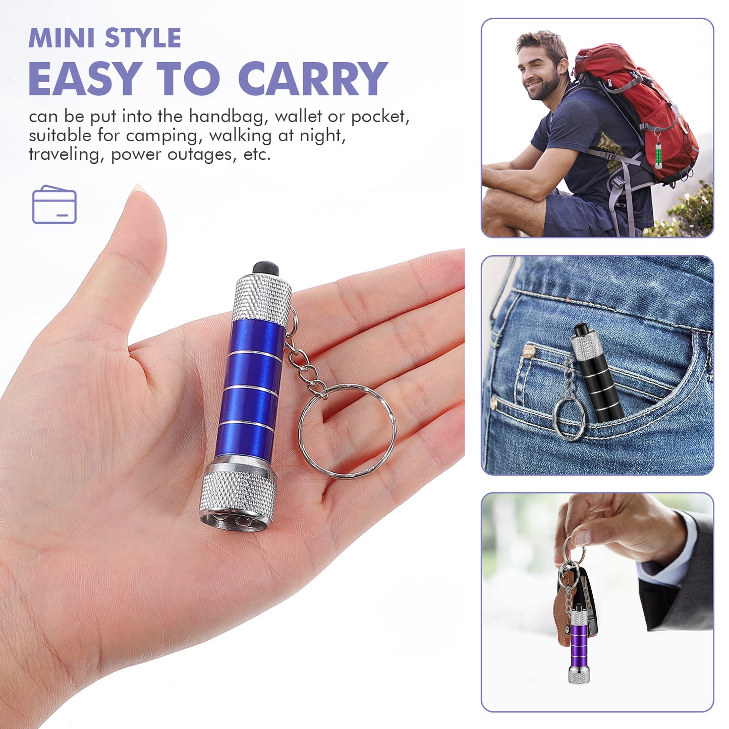 Mini LED Keychain Flashlight – Portable Aluminum Keyring Torch, Emergency Pocket Light for Camping, Travel & Everyday Use (White Color)
