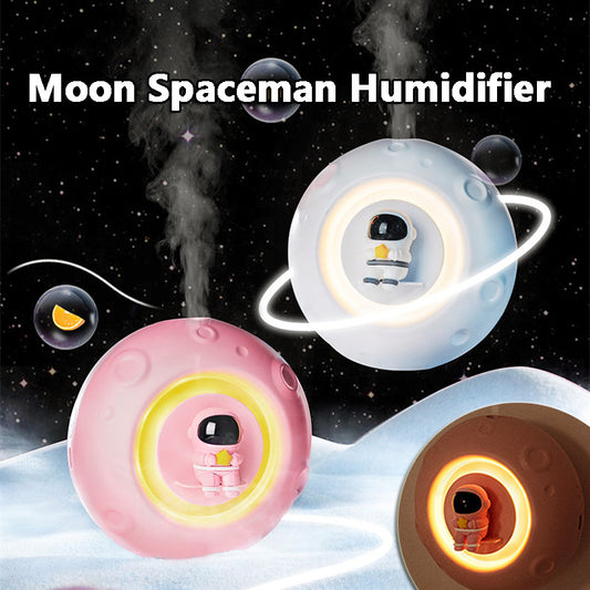Moon Spaceman Humidifier Machine Traceless Wall Mount Led Night Light Rest Essential Oil Diffuser