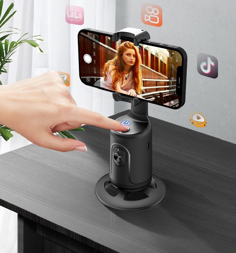 360° Auto Face Tracking AI Smart Gimbal – Phone Stabilizer & Tripod for Vlog & Live Video