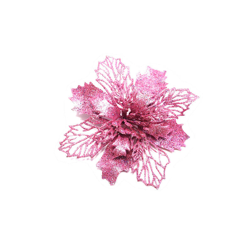 Glitter Artificial Christmas Flowers – Xmas Tree & Home Decorations, Fake Flowers for Holiday & New Year Decor