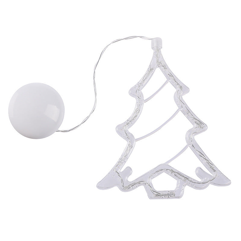Christmas LED Suction Cup Chandelier – Santa, Elk & Snowman Window Lights, Battery-Powered Holiday Party Decor