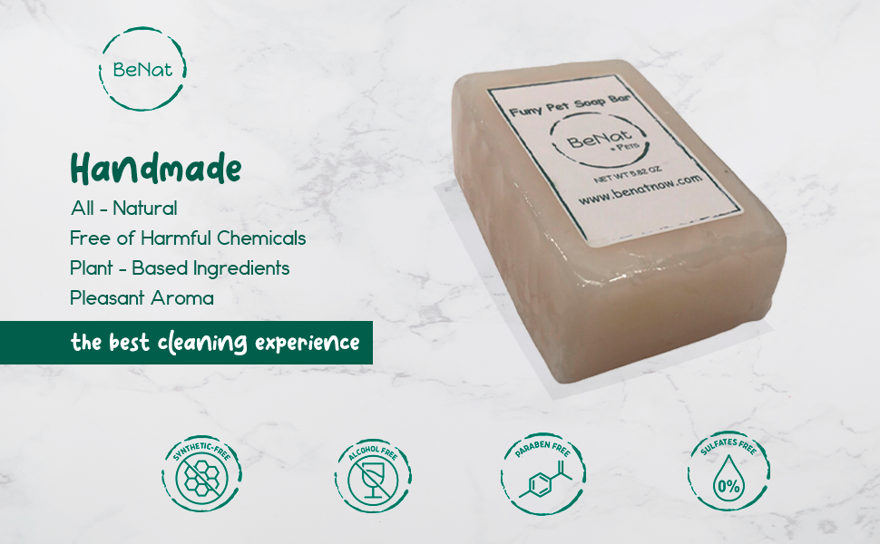 BeNat Pets All-Natural Oat Pet Shampoo Bar – Gentle Cleansing for Dogs & Cats (5.8 oz)