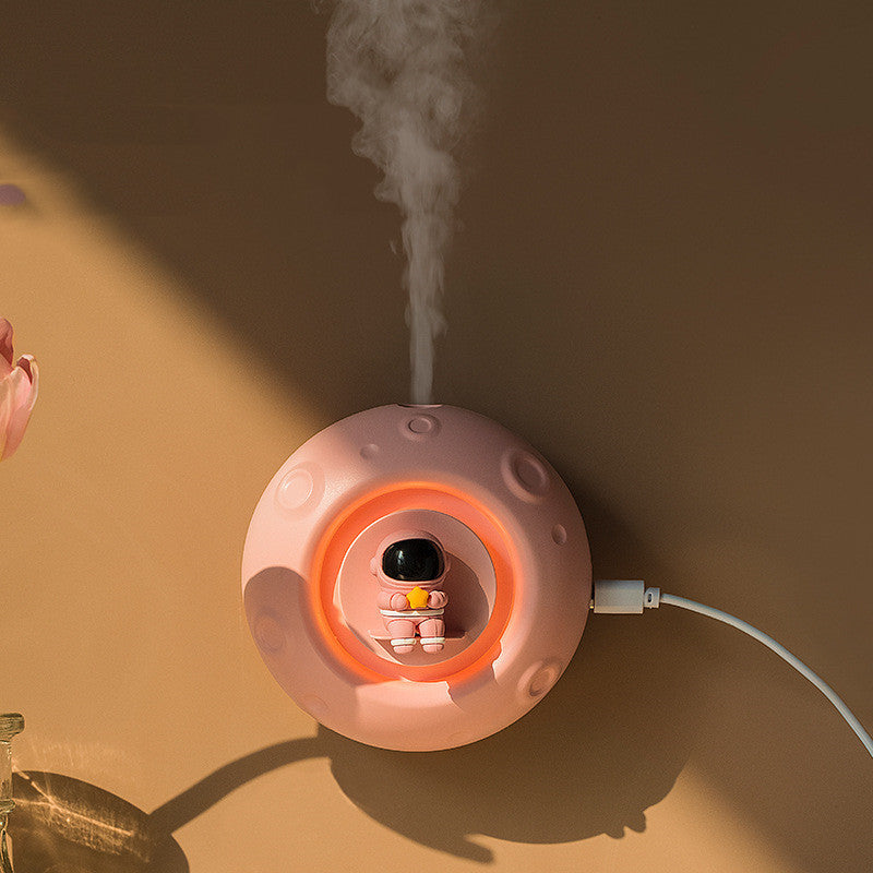 Moon Spaceman Humidifier Machine Traceless Wall Mount Led Night Light Rest Essential Oil Diffuser