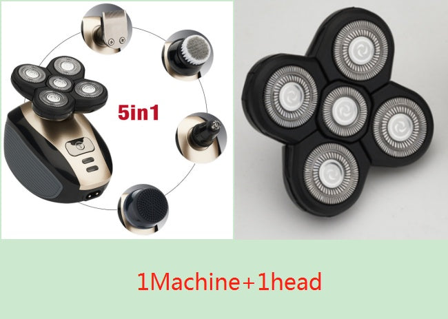 5-in-1 Multifunctional Electric Shaver for Men – 5 Blade Rechargeable Razor, Beard & Nose Hair Trimmer