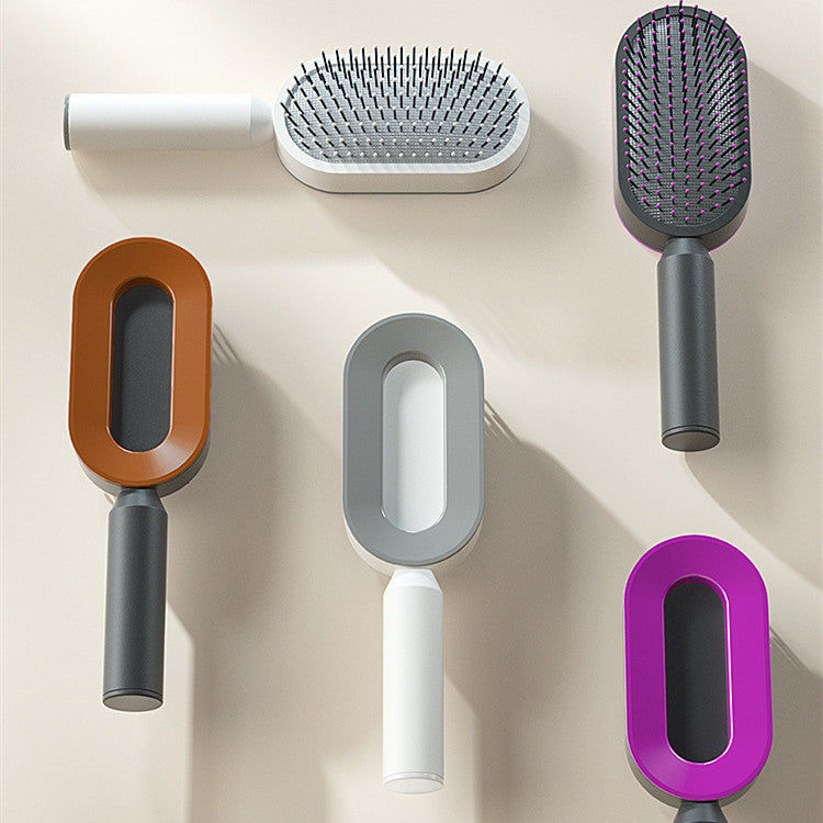 Self-Cleaning Anti-Static Hair Brush with One-Key Cleaning & Scalp Massage