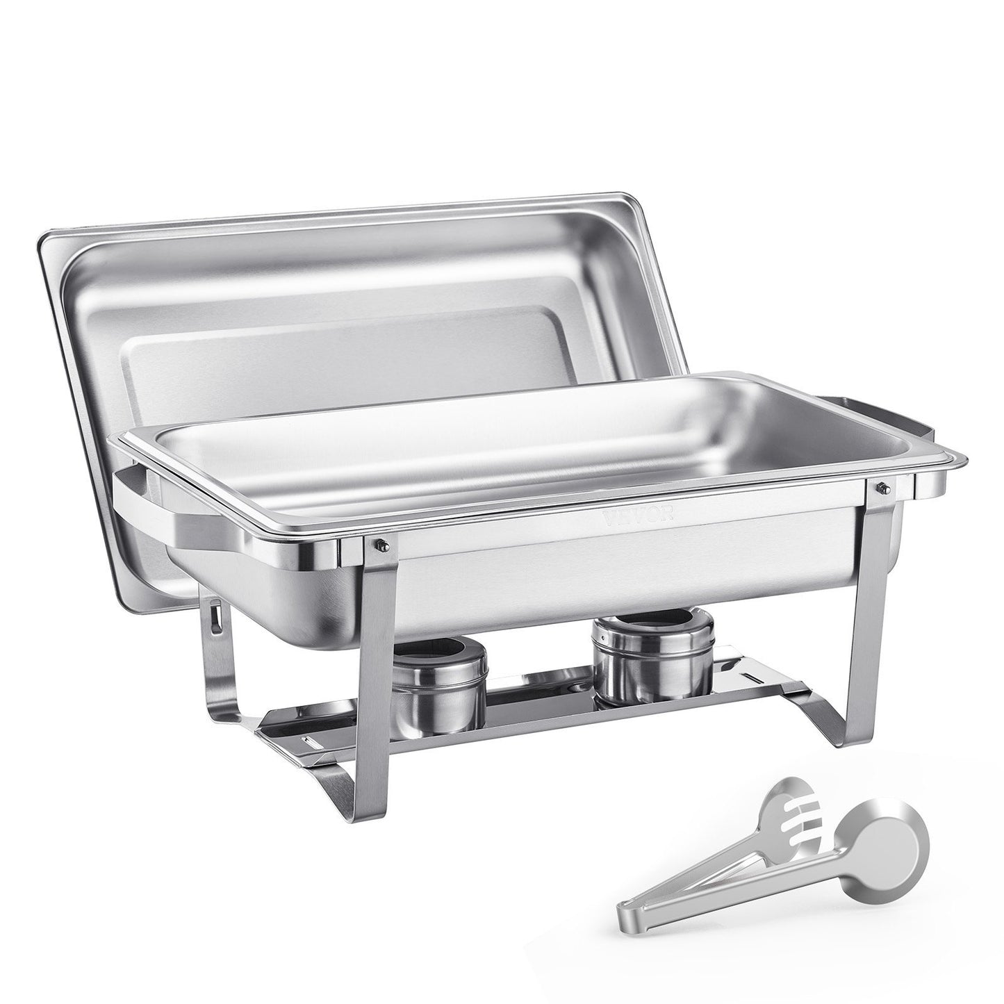 8 Qt 2 Pack Rectangle Chafing Dish Buffet Set Full Size Pan Stainless Steel