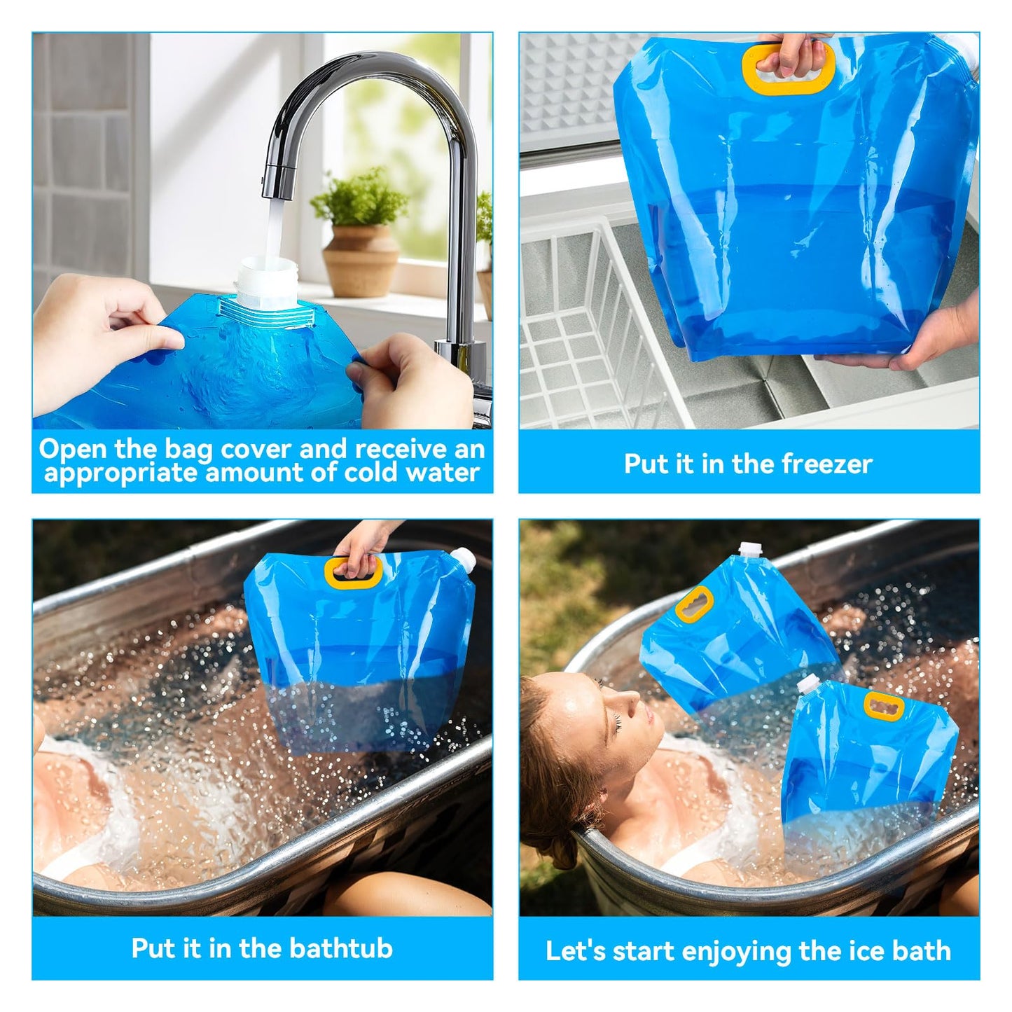 2 Packs Ice Bath Bags, Large Capacity Bathtub Water Bag For Home Cold Plunge Accessories For Cold Water Plunge Tub Portable Ice Bath Bag 10L