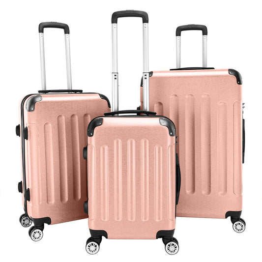 3-in-1 Portable ABS Trolley Case – Lightweight Suitcase with Expandable Capacity, Durable Travel Luggage, 20"/24"/28", Rose Gold