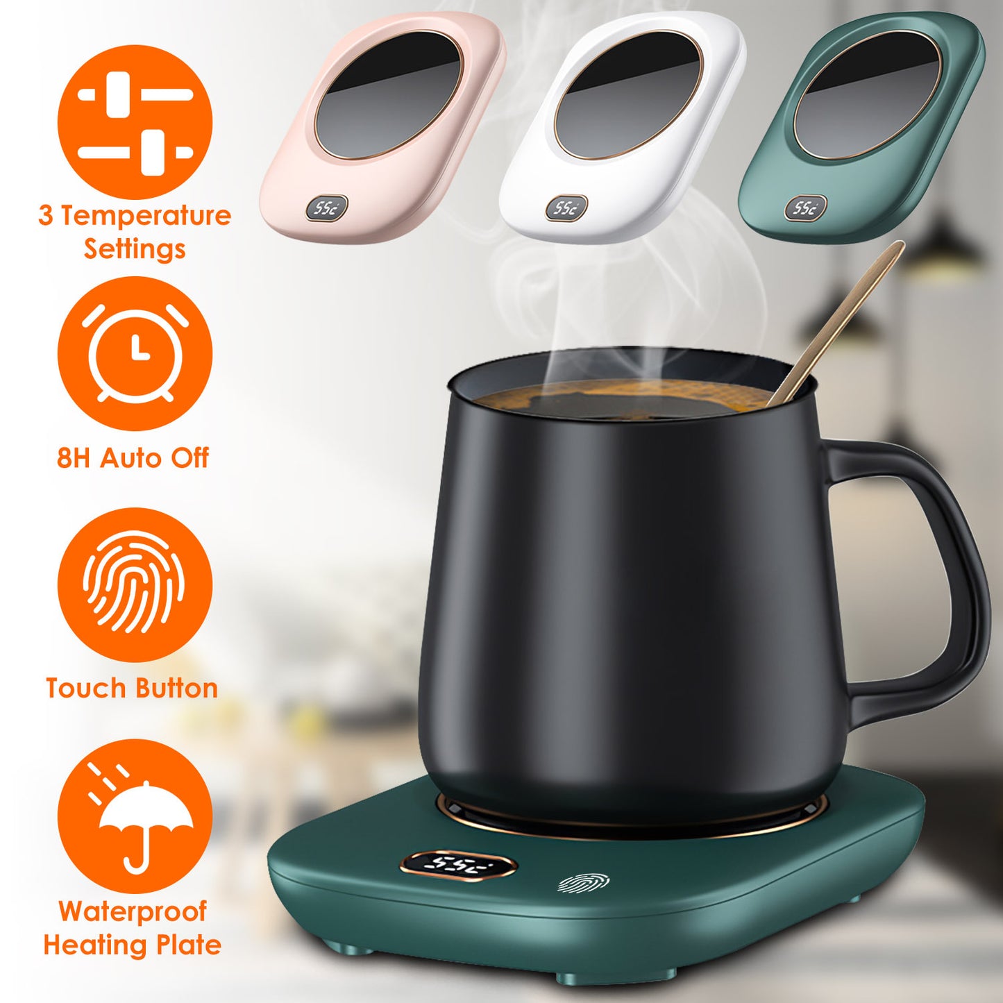 Electric Coffee Mug Warmer – USB Desk Heater with 3 Temps & Auto Shut-Off