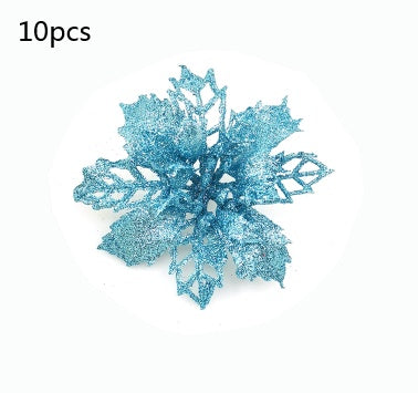 Glitter Artificial Christmas Flowers – Xmas Tree & Home Decorations, Fake Flowers for Holiday & New Year Decor