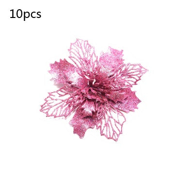 Glitter Artificial Christmas Flowers – Xmas Tree & Home Decorations, Fake Flowers for Holiday & New Year Decor