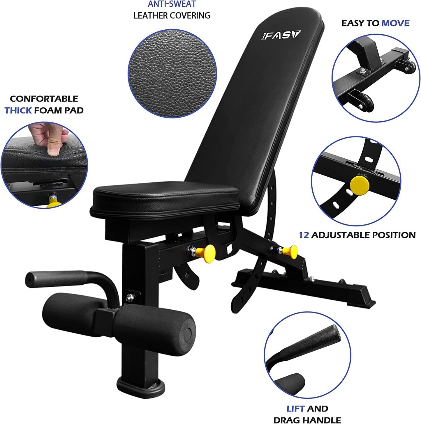 Adjustable Strength Training Bench – Foldable Full Body Workout Bench