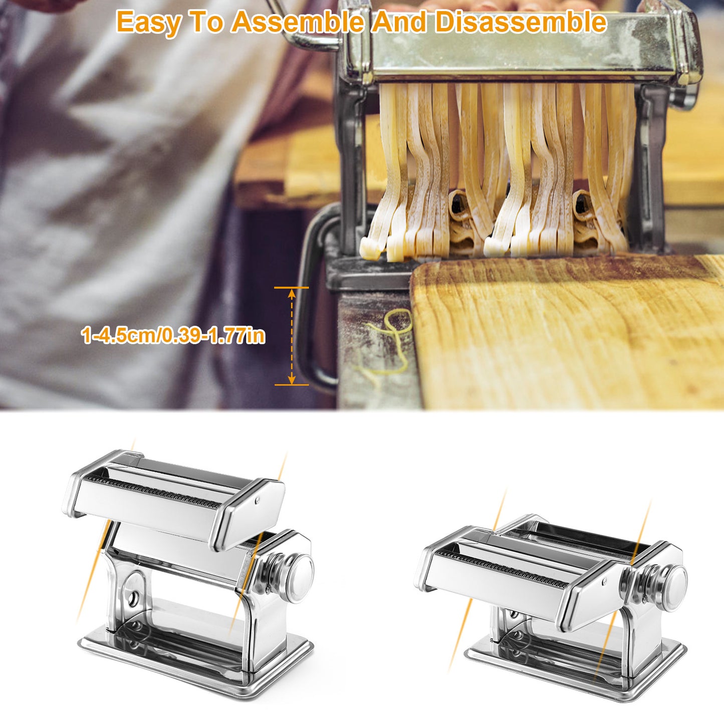 1Pc Pasta Maker Roller Machine Fettuccine Noodle Maker 9 Thickness Settings Stainless Steel