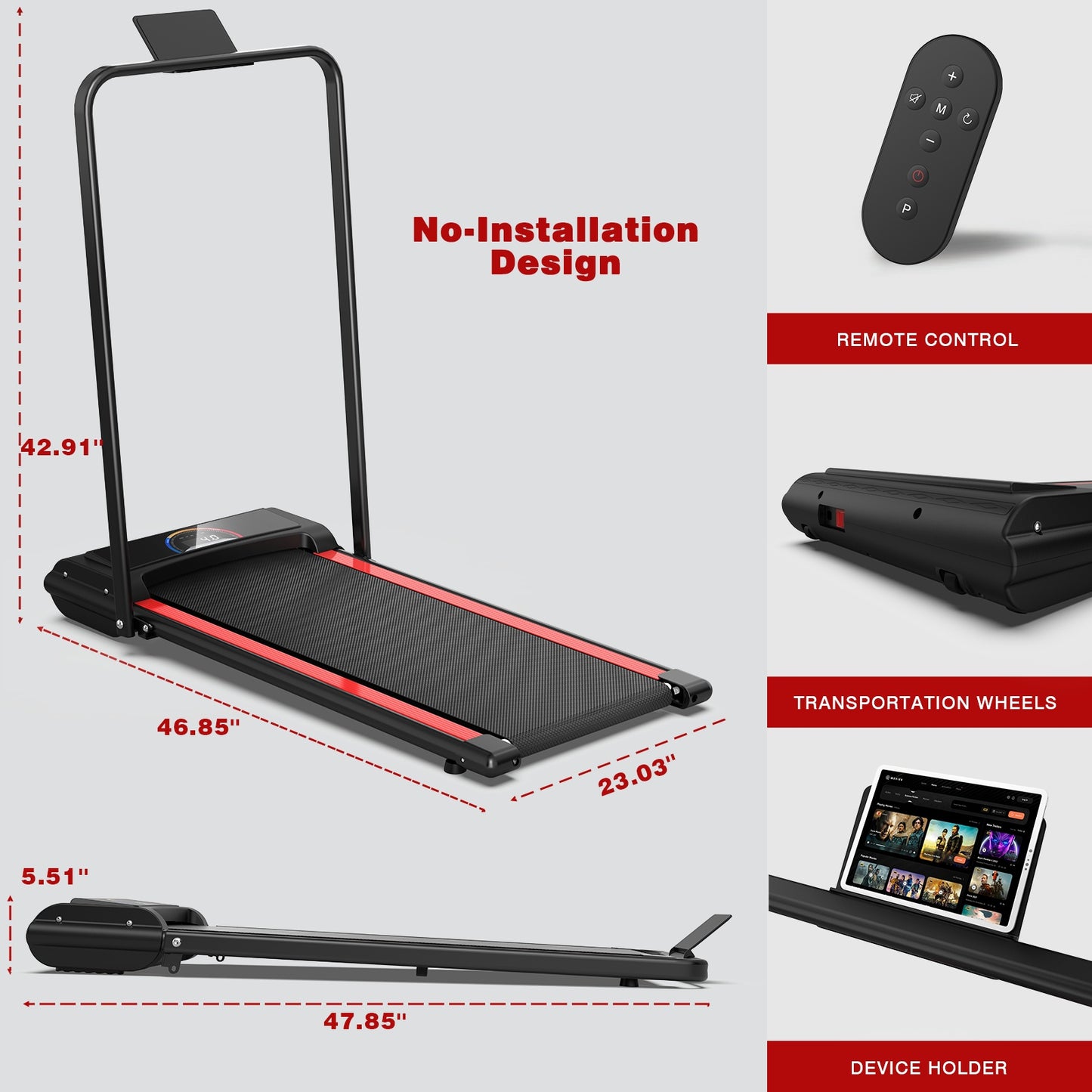 Q22-2A Treadmill – Electric Home Running Machine with LCD Display & Foldable Design