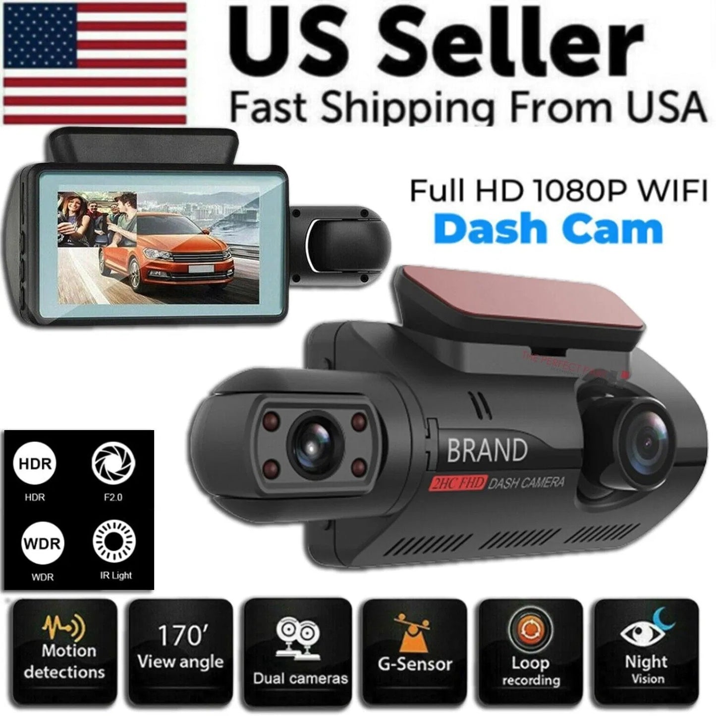 1080P Dual Lens Car Dash Cam – Front & Inside Video Recorder with G-Sensor