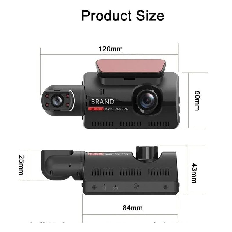 1080P Dual Lens Car Dash Cam – Front & Inside Video Recorder with G-Sensor