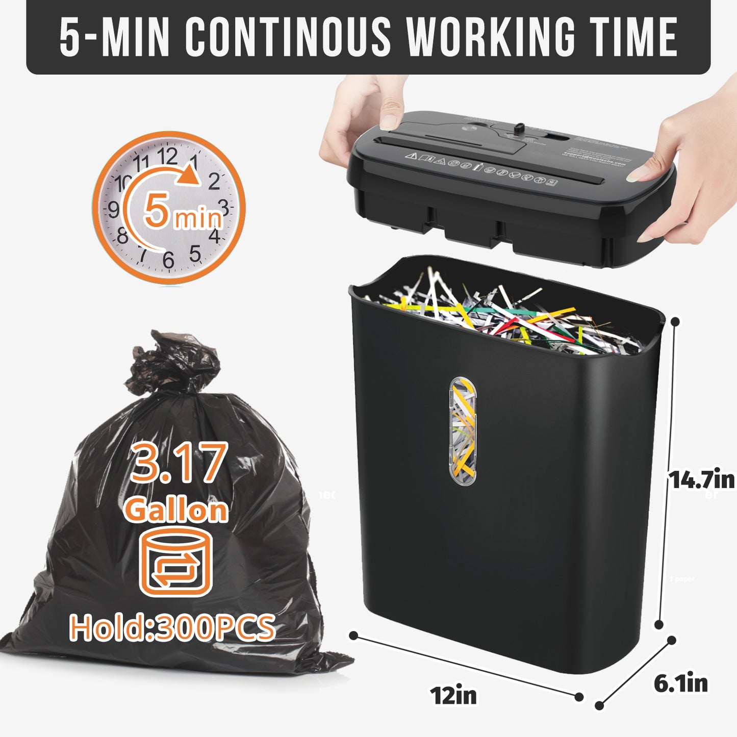 10-Sheet Strip Paper Shredder with 3.17-Gallon Basket, CD & Credit Card Shredder, P-2 Security Level, Anti-Jam System, Fast and Durable Home Office Shredder (ETL Certified)