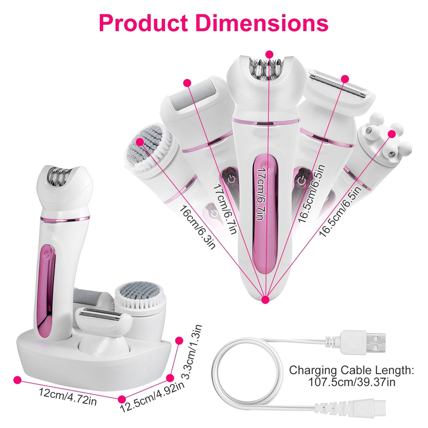 5-in-1 Rechargeable Women’s Grooming Kit with LED Display