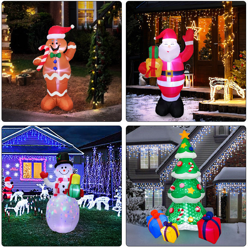 Christmas LED Inflatable Decorations – Glowing Santa, Tree & Snowman for Outdoor Yard & Garden Decor
