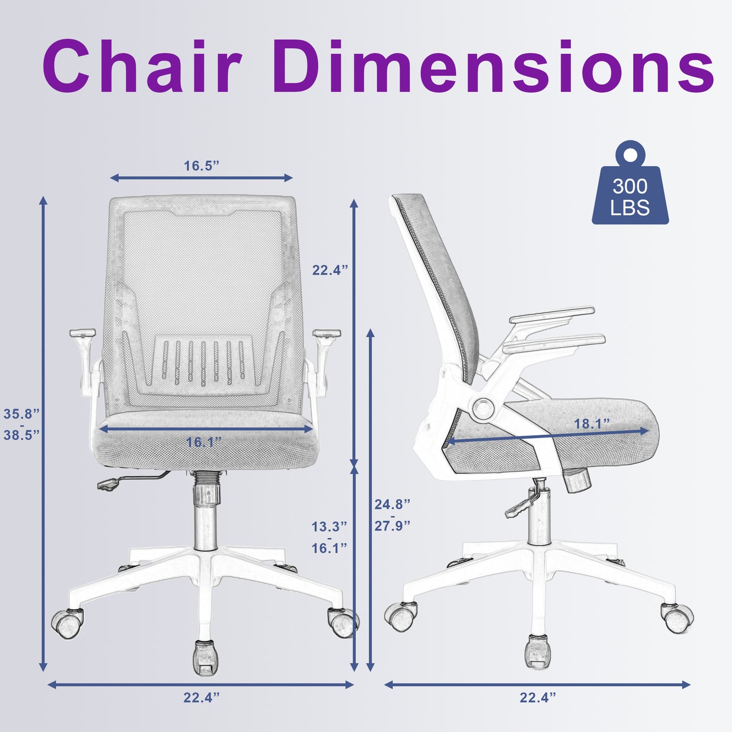 Ergonomic Office Chair Computer Desk Chair Comfy With Adjustable Lumbar Support