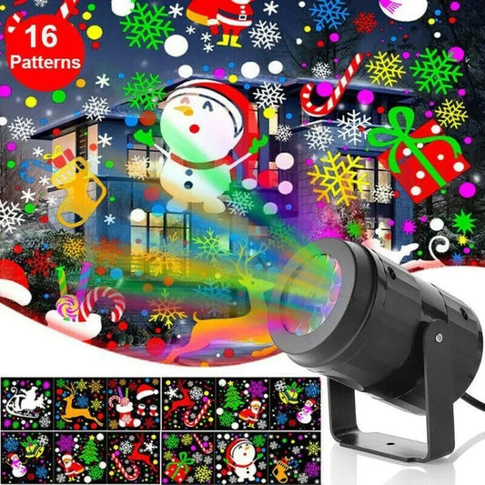 Christmas Snowflake Projector Lights – LED Rotating Stage Light for Outdoor Garden & Holiday Party Decor