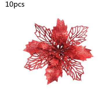 Glitter Artificial Christmas Flowers – Xmas Tree & Home Decorations, Fake Flowers for Holiday & New Year Decor