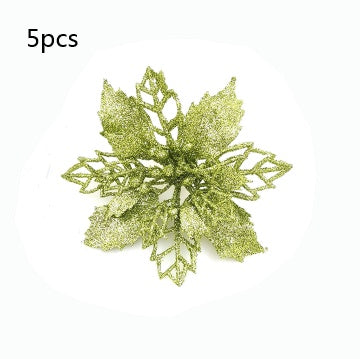 Glitter Artificial Christmas Flowers – Xmas Tree & Home Decorations, Fake Flowers for Holiday & New Year Decor