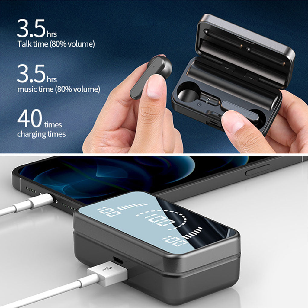 Wireless Bluetooth Earphones with Mic – LED In-Ear Stereo Sport Headset | Long Battery Life