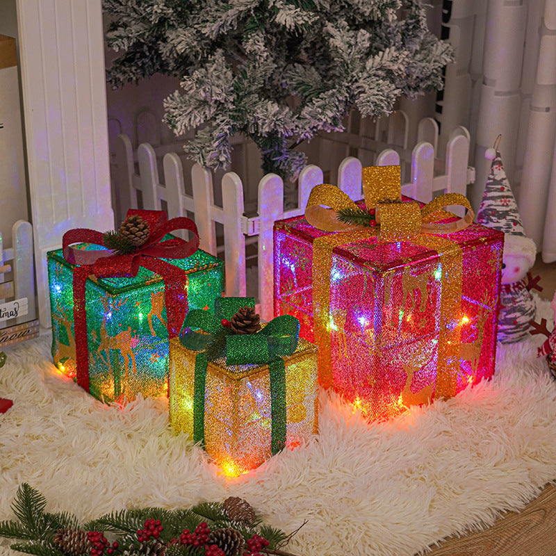 Lighted Christmas Gift Box Decorations – Luminous LED Boxes with Bow for Outdoor Yard, Tree & Home Holiday Decor