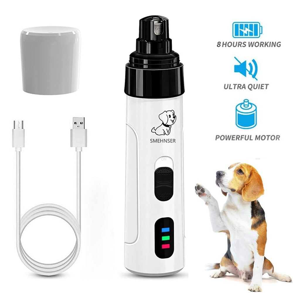Electric Pet Nail Grinder – 3-Speed LED Automatic Nail Trimming Device for Dogs & Cats
