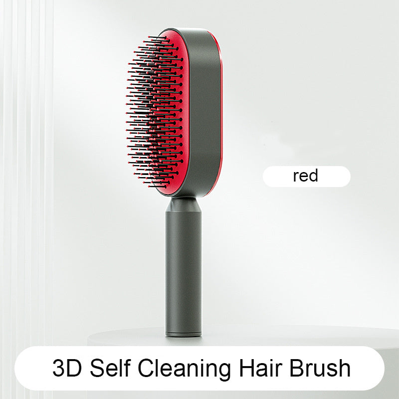 Self-Cleaning Anti-Static Hair Brush with One-Key Cleaning & Scalp Massage