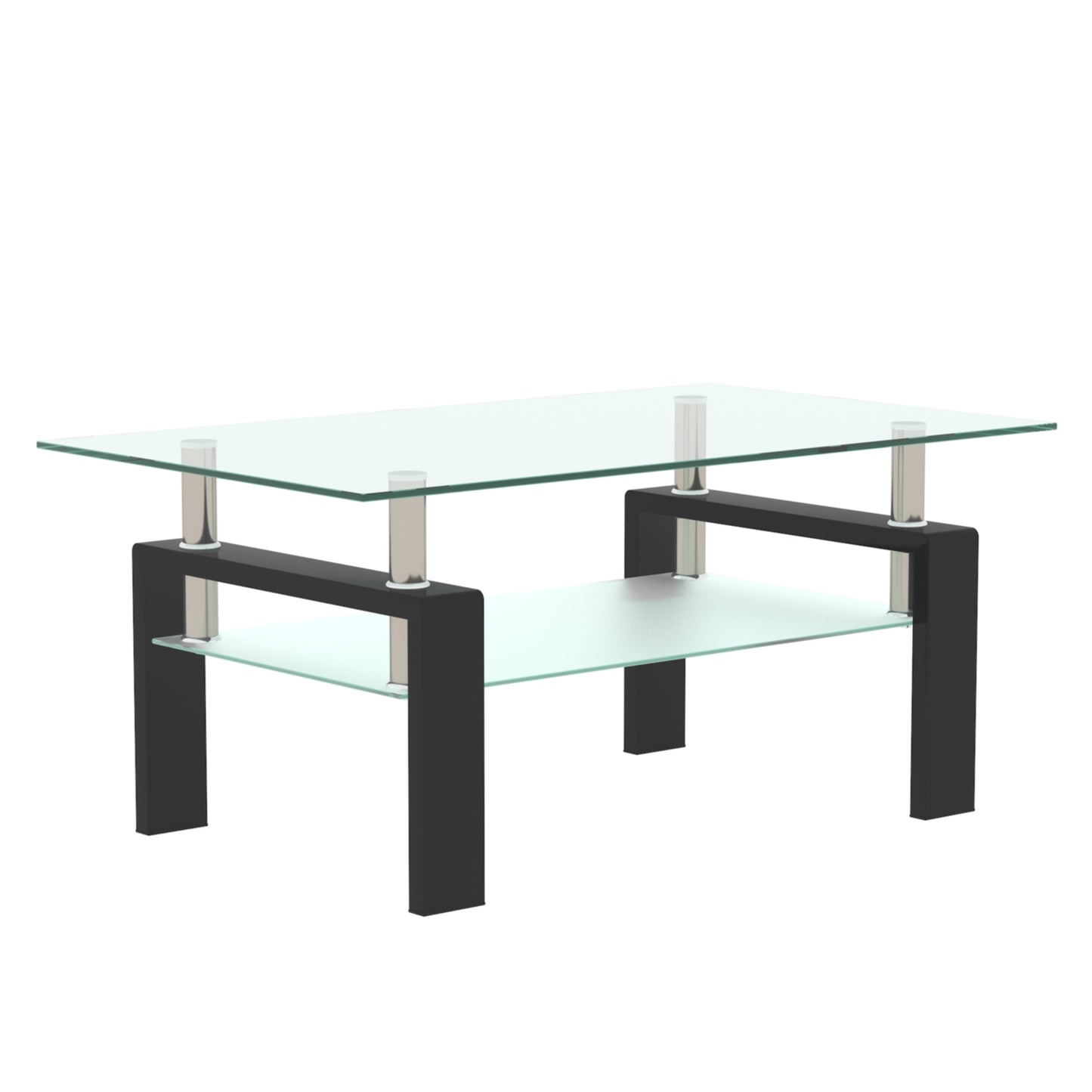 Rectangle Black Glass Coffee Table – Modern Side & Center Table for Living Room