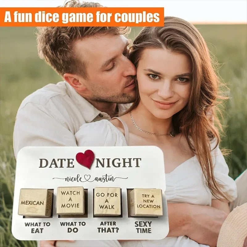 Wooden Date Night Dice for Couples – Romantic Decision Game, Fun Relationship Activity, Creative At-Home Date Idea Gift for Boyfriend, Girlfriend, Husband or Wife