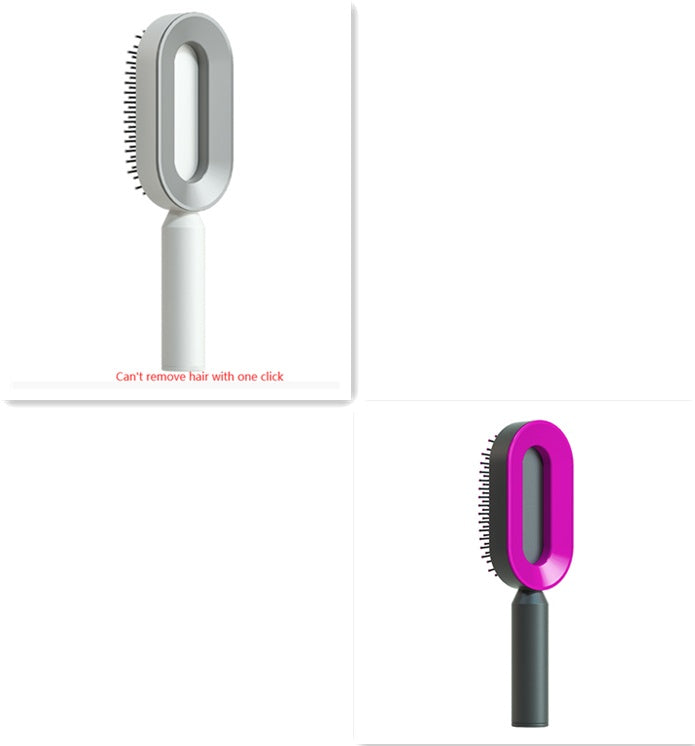 Self-Cleaning Anti-Static Hair Brush with One-Key Cleaning & Scalp Massage