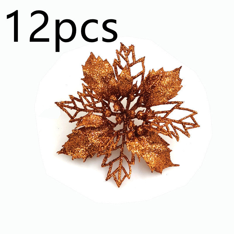 Glitter Artificial Christmas Flowers – Xmas Tree & Home Decorations, Fake Flowers for Holiday & New Year Decor