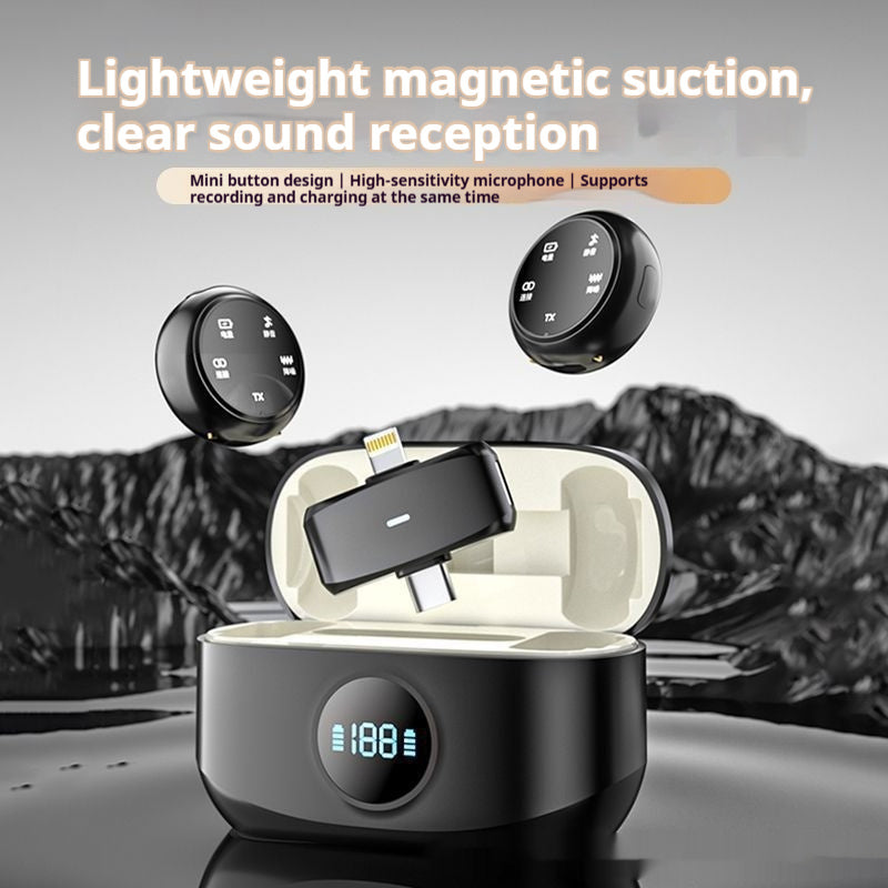 Magnetic Button Wireless Lavalier Microphone – Clip-on Mic for iPhone & Android Recording & Streaming