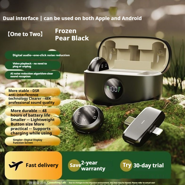 Magnetic Button Wireless Lavalier Microphone – Clip-on Mic for iPhone & Android Recording & Streaming